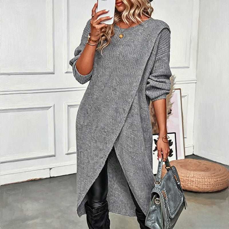 Mara | Asymmetrical cross knit dress