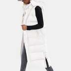 Eliza - Puffer Vest Quilted Hooded Maxi Length Button Down