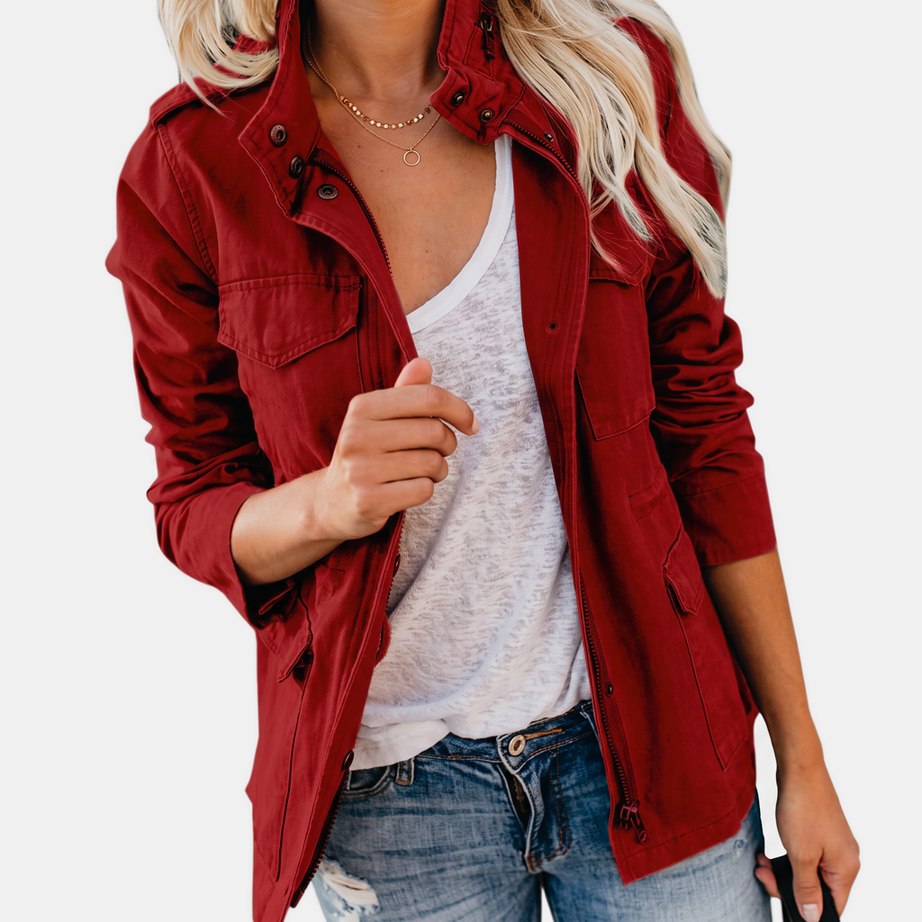 Charlotte -  Cargo Jacket with Multi Pocket Drawstring Waist