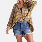 Cloé - Flannel Shirt Oversized Long Sleeve Blouse