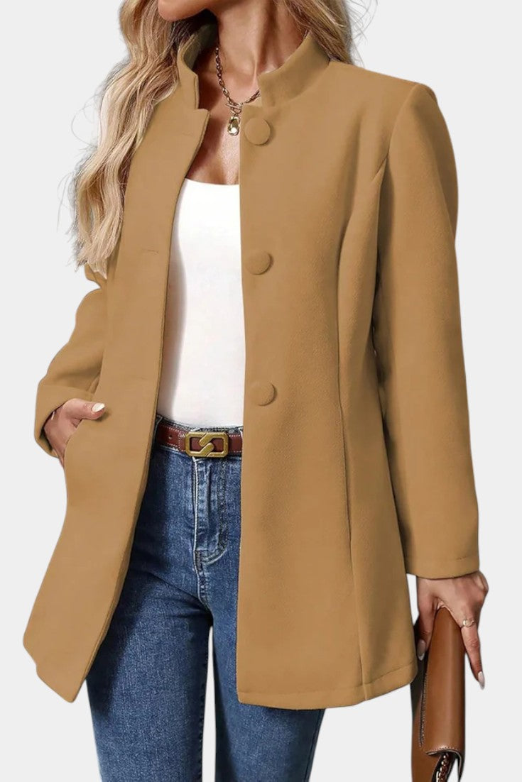 Lyana - High Collar Long Sleeve Coat