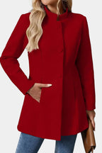 Lyana - High Collar Long Sleeve Coat