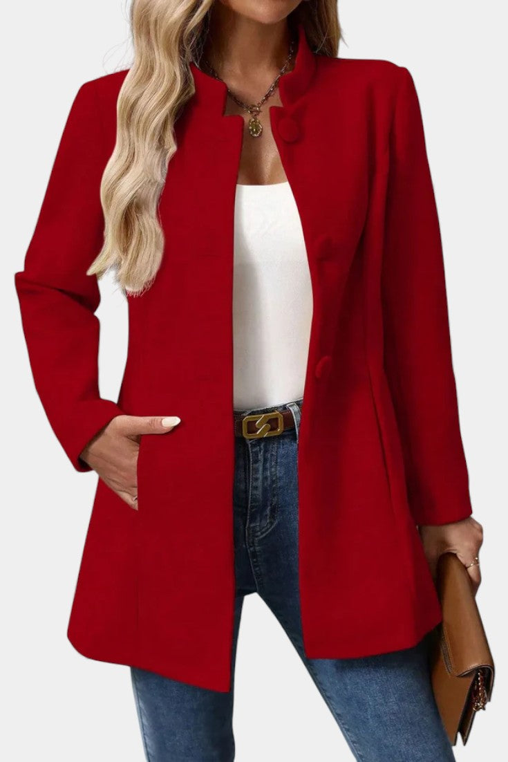 Lyana - High Collar Long Sleeve Coat