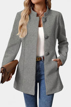 Lyana - High Collar Long Sleeve Coat