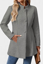 Lyana - High Collar Long Sleeve Coat