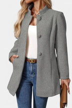 Lyana - High Collar Long Sleeve Coat