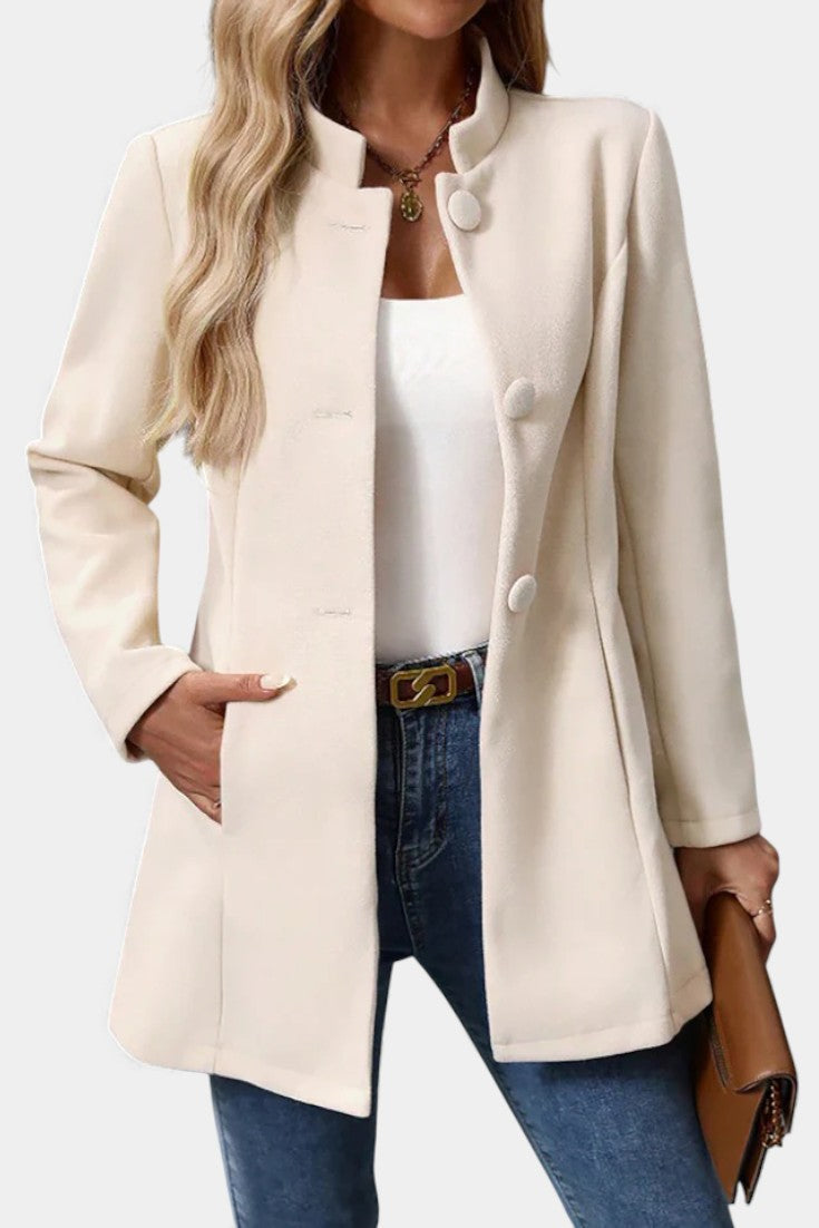Lyana - High Collar Long Sleeve Coat
