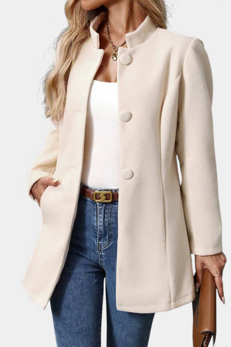 Lyana - High Collar Long Sleeve Coat