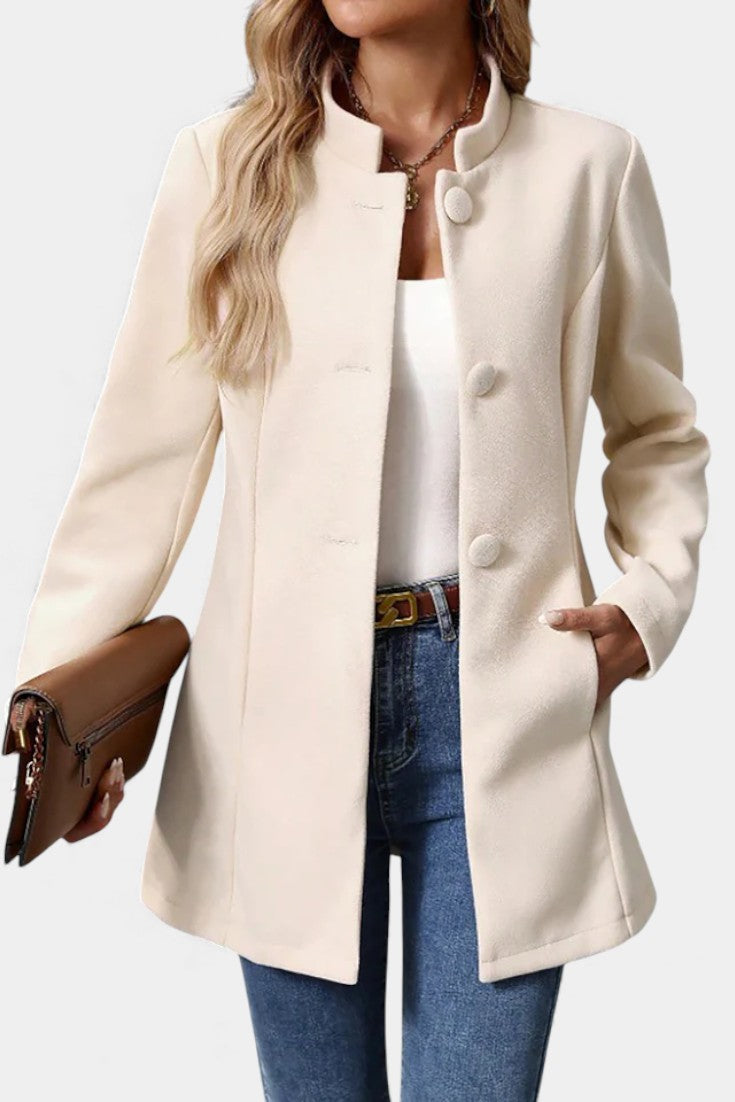 Lyana - High Collar Long Sleeve Coat