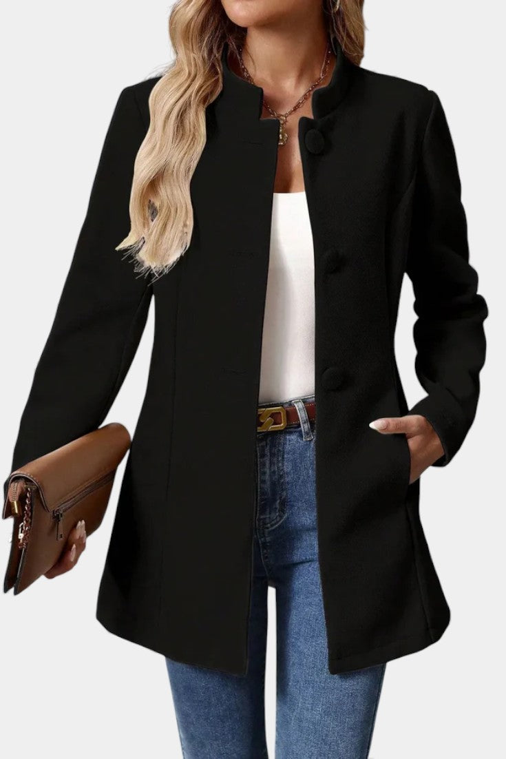 Lyana - High Collar Long Sleeve Coat