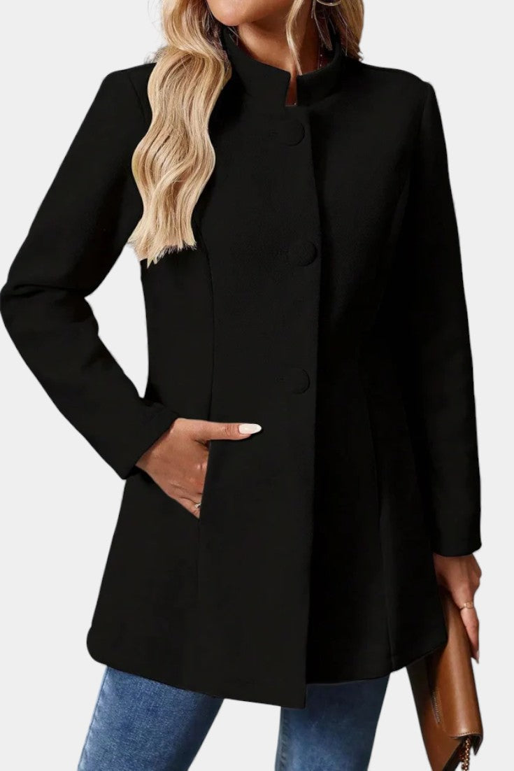 Lyana - High Collar Long Sleeve Coat