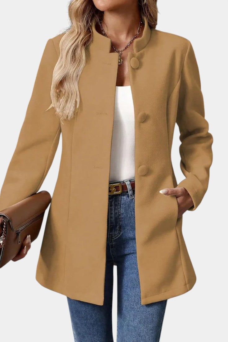 Lyana - High Collar Long Sleeve Coat