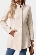 Lyana - High Collar Long Sleeve Coat
