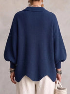 Elvinia | Oversized Collared Cardigan With Large Metal Buttons