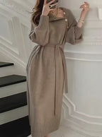 Marchesa Turtleneck Knit Dress